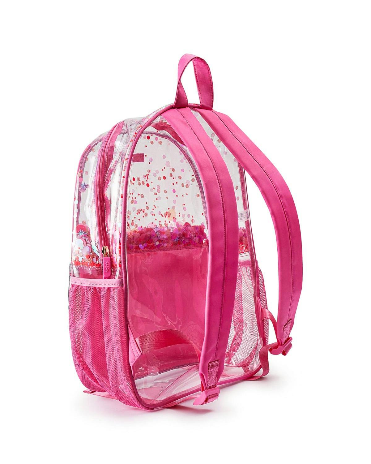 Packed Party Sweet Tart Pink Confetti Backpack Women's Fashion Shoulder Clear Book Bag; Trendy Confetti Look for Work and Travel (Pink - Sweet Tart)