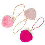 Girl's Fuzzy Heart Wristlet Coin Purse