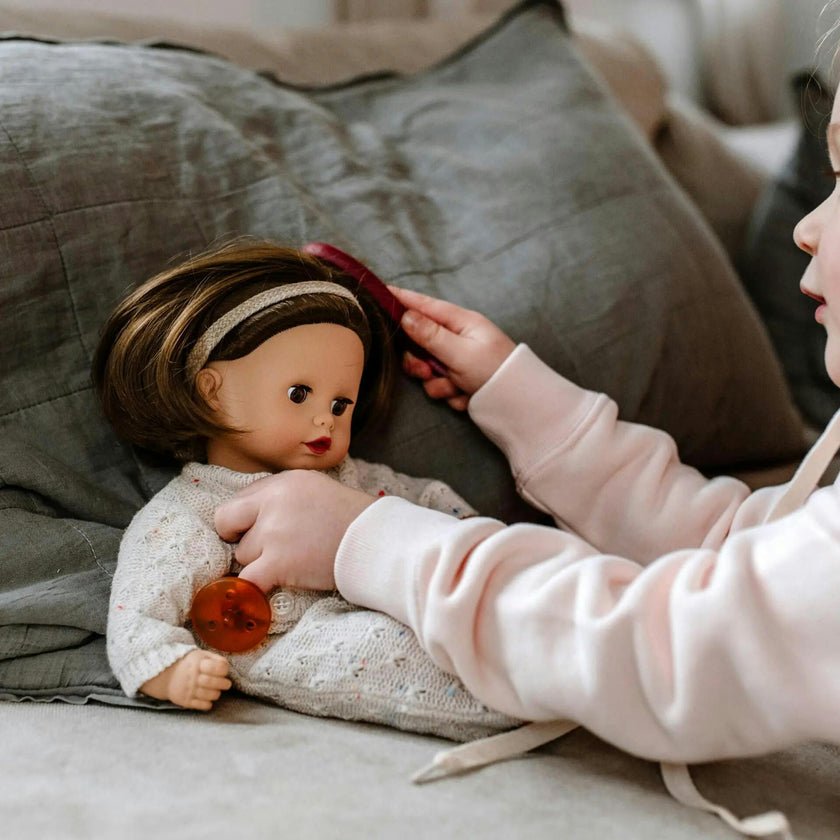 Gotz Muffin “Cozy Knits” Baby Doll – 13" Soft‑Body Doll with Brown Sleeping Eyes