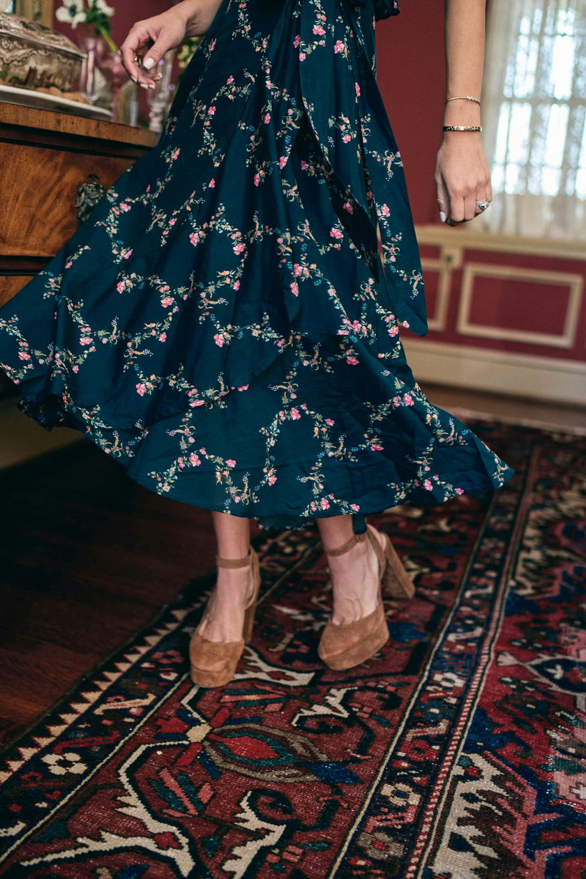 Women's Isabell Embroidered High-Low Ruffle Hem Swing Skirt, Multi