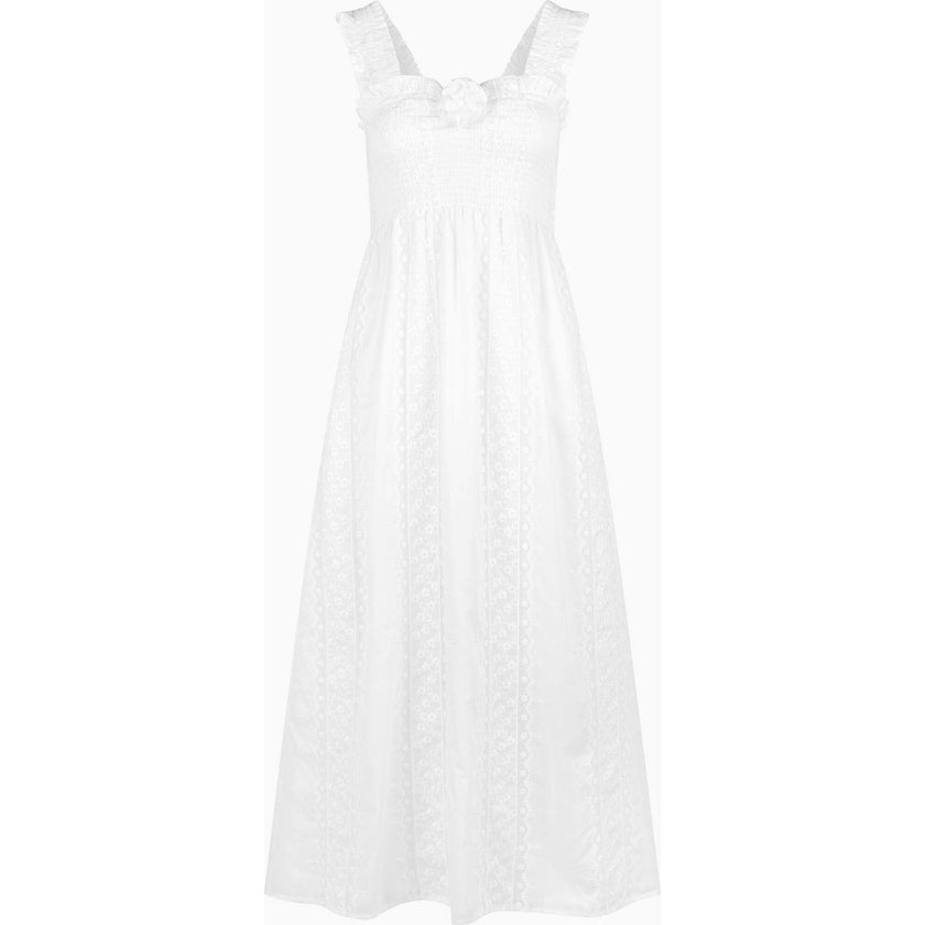 The Rosetta Nap Dress - White Broderie Voile