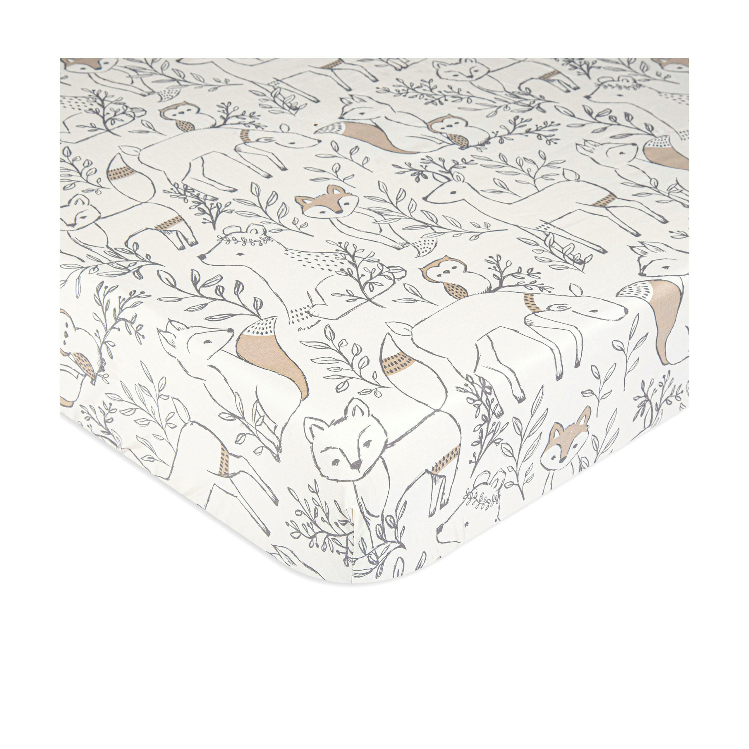 Ezra Woodland Animal Cotton Fitted Crib Sheet