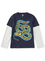 Electric Snake Layered Tee, Indigo