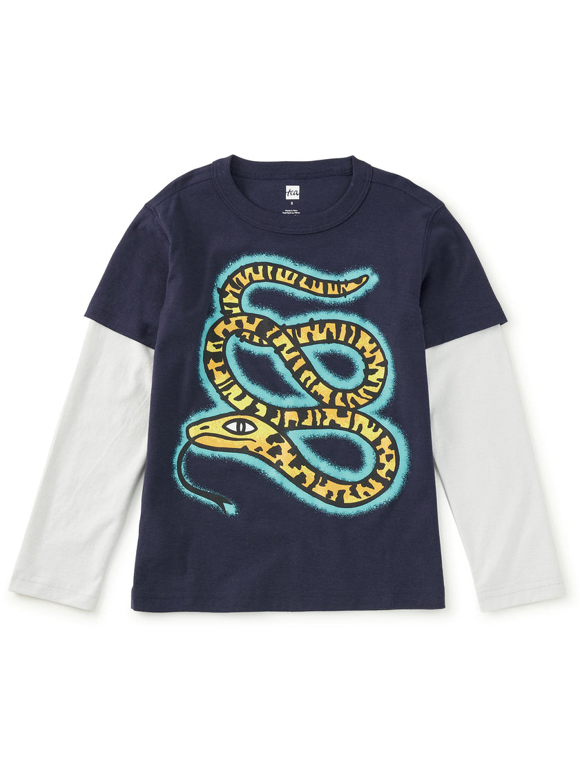 Electric Snake Layered Tee, Indigo