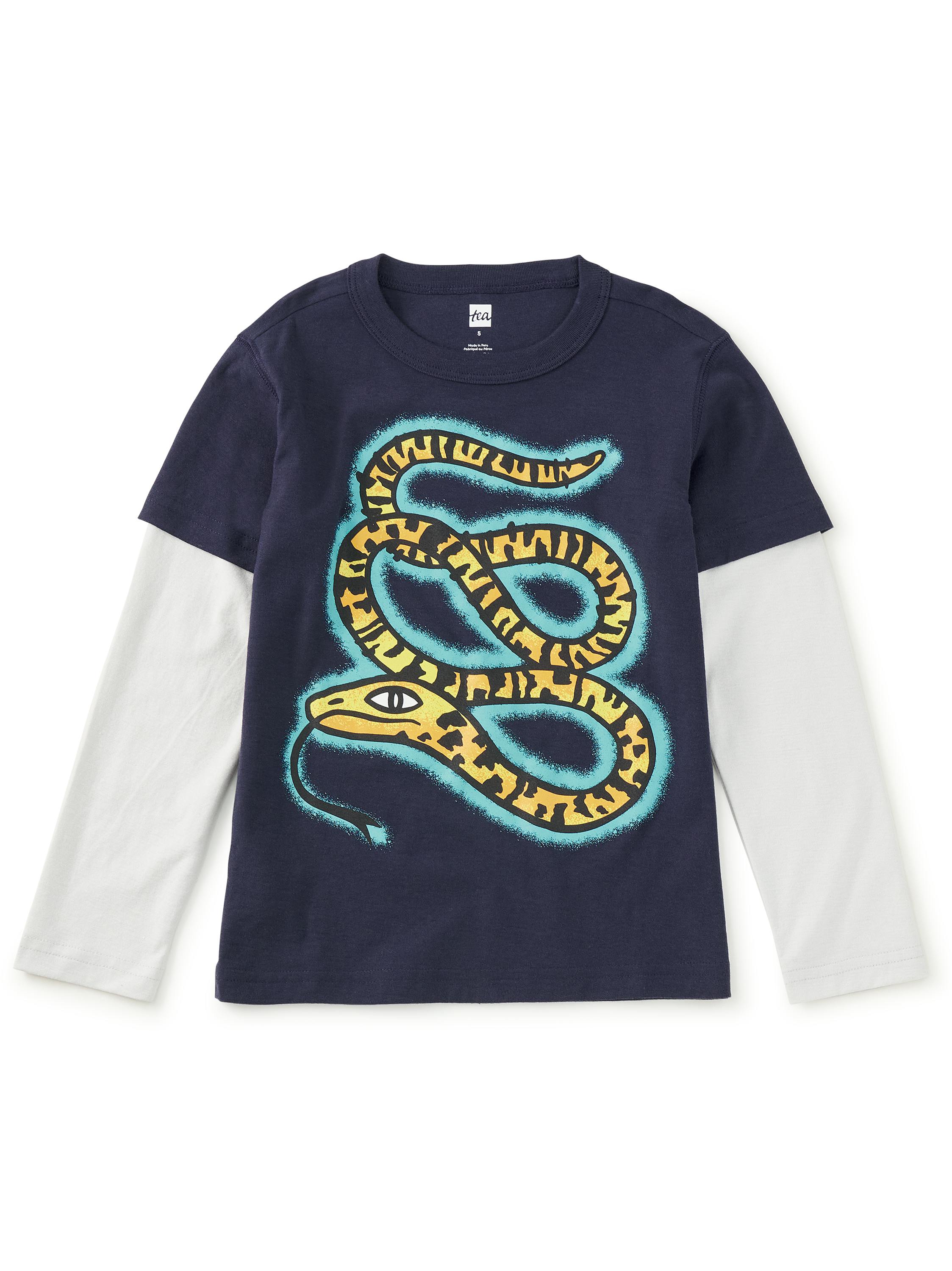 Electric Snake Layered Tee, Indigo