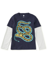 Electric Snake Layered Tee, Indigo
