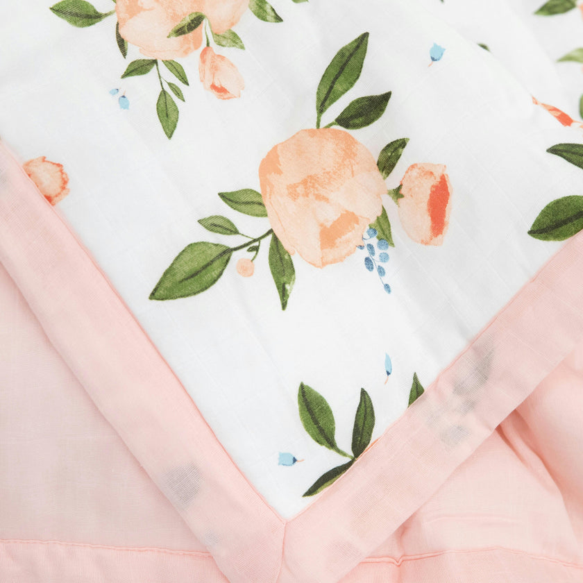 Cotton Muslin Toddler Comforter - Watercolor Roses Grande 2
