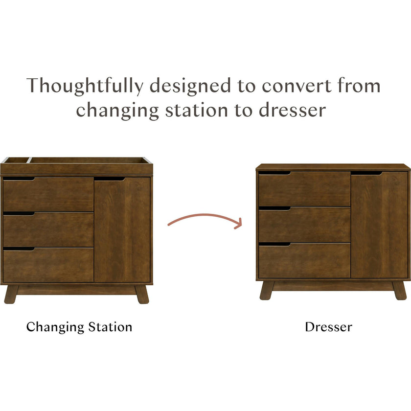 Hudson 3-Drawer Changer Dresser with Removable Changing Tray in Natural Walnut