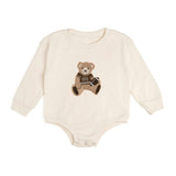 Teddy Bear Patch Long Sleeve Romper