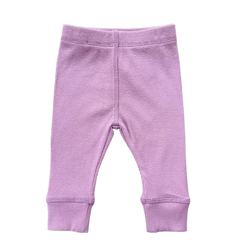 Girls Ribbed Leggings in Dusky Orchid