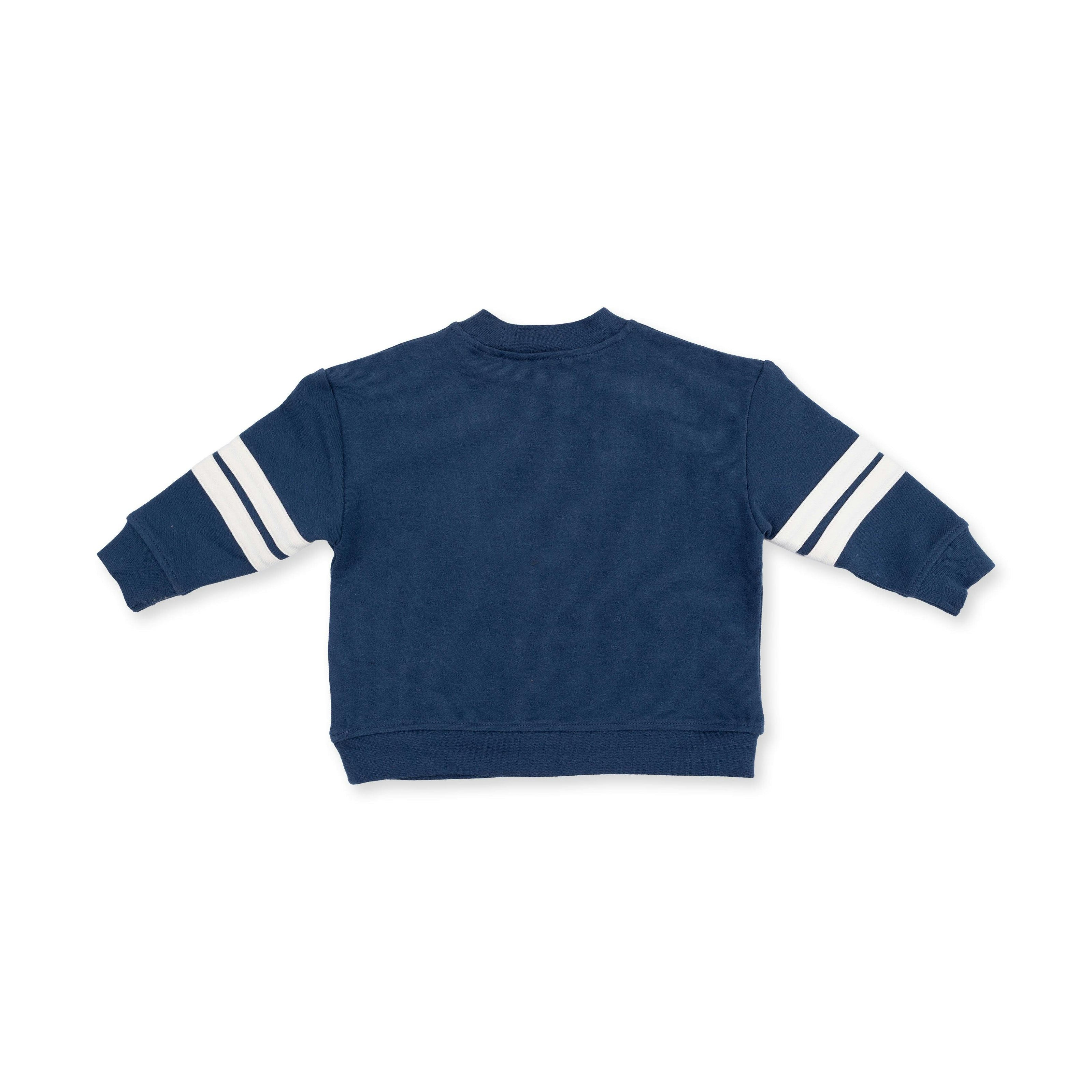 Football Helmets - Drop Sleeve Sweatshirt with Varsity Stripes Blue Helmet