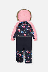 Kids One Piece Play Snowsuit Blue Floral Print