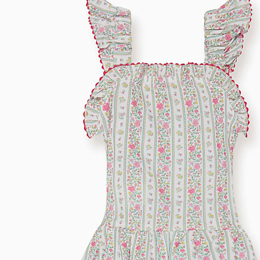 Fuchsia Pink Floral Stripe Maeve Girl Jumpsuit