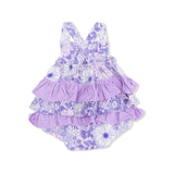Lacy Lavender Floral - Ruffle Sunsuit