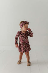Baby Girl Long Sleeve Bodysuit Dress Set in Cluster Garden Floral