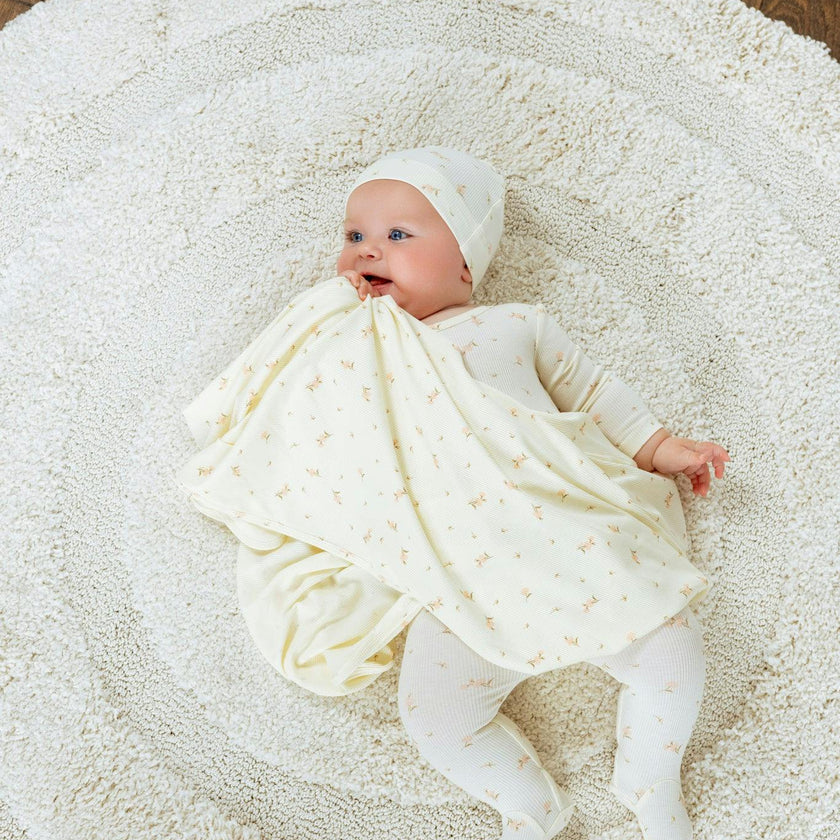 Bamboo Ribbed Floral Footie