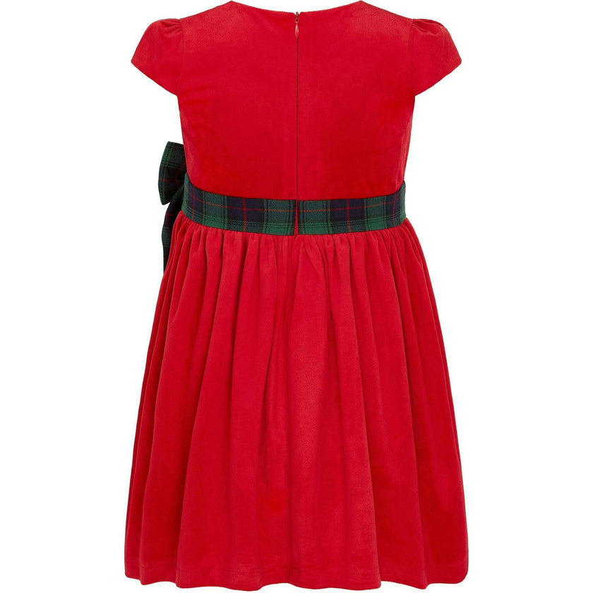 Jane Velvet & Plaid Bow Occasion Party Dress