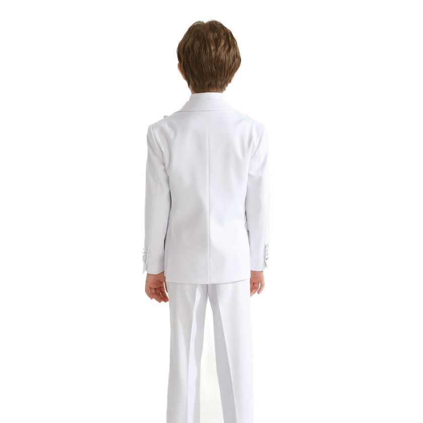White Peak Lapel Trim Wool Suit
