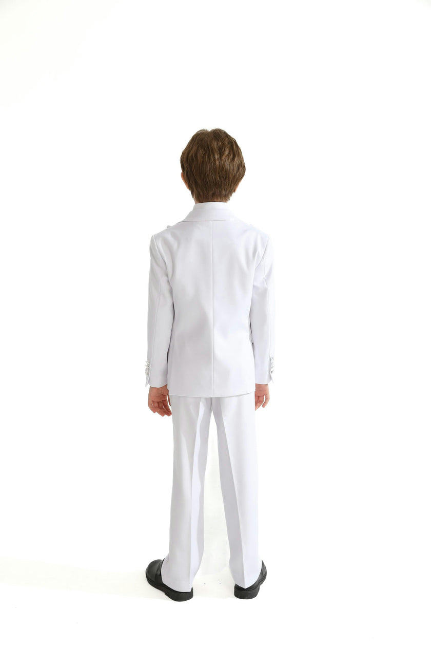 White Peak Lapel Trim Wool Suit