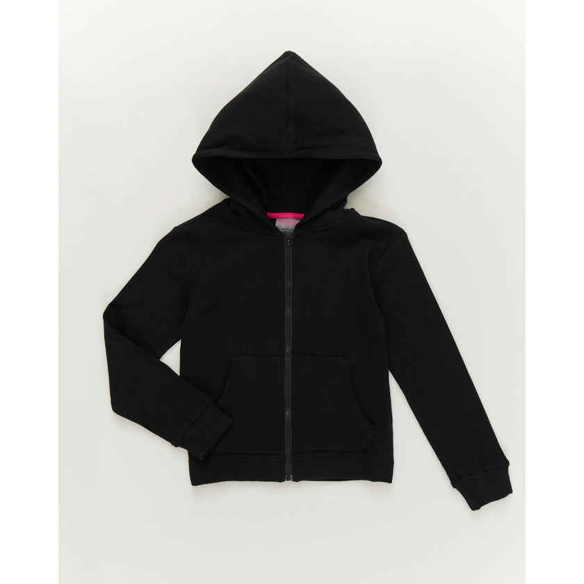 Girls Rib Hoodie in Black