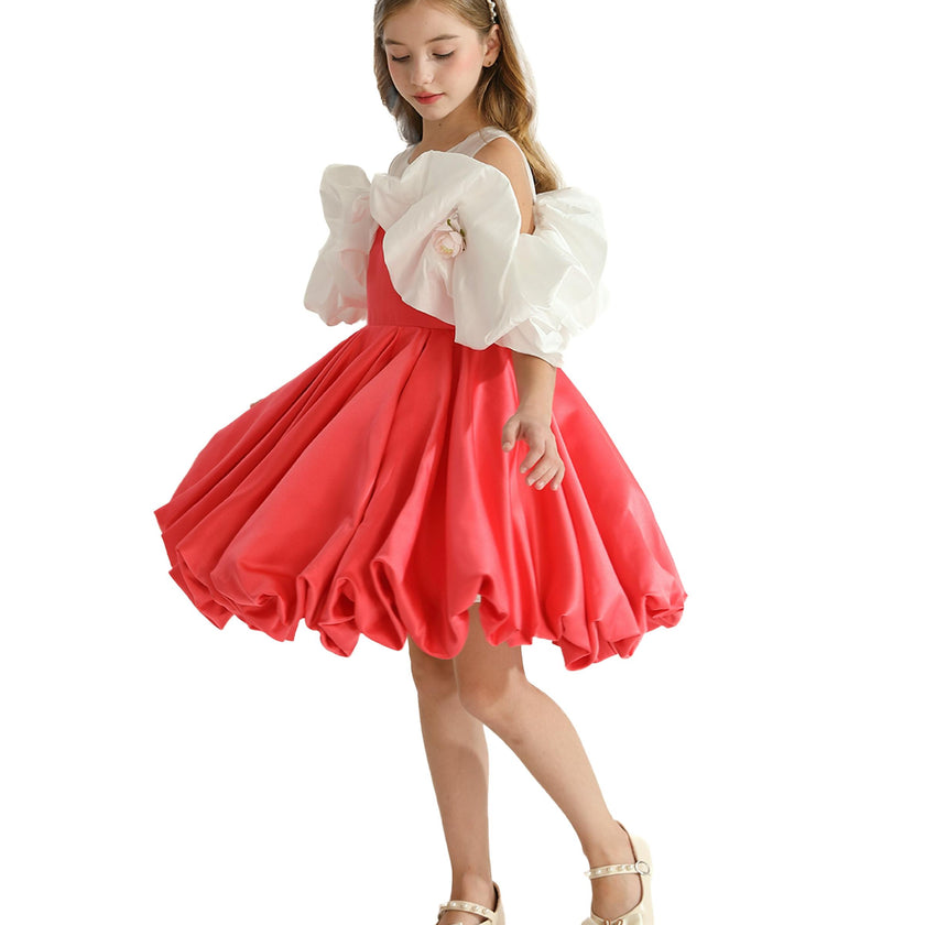 Red Silhouette White Sleeve Isadora Dress