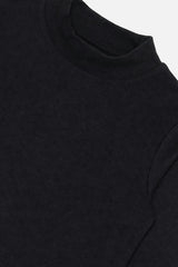 Brushed Rib Crew Neck Top Black
