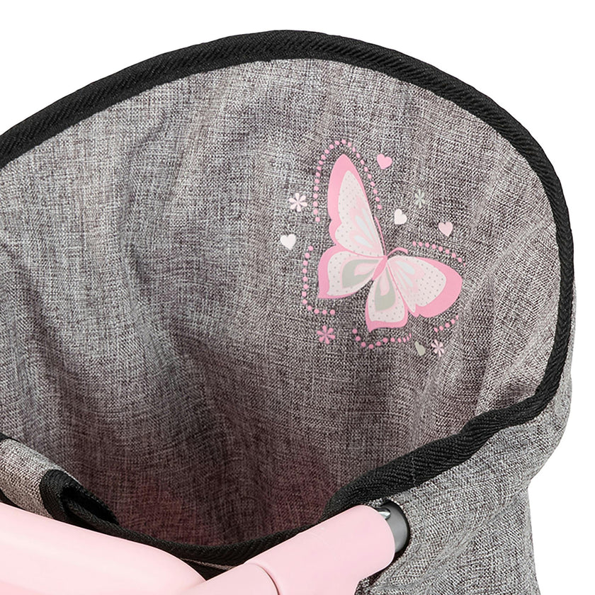 Doll Table Seat: Grey, Pink, Butterfly