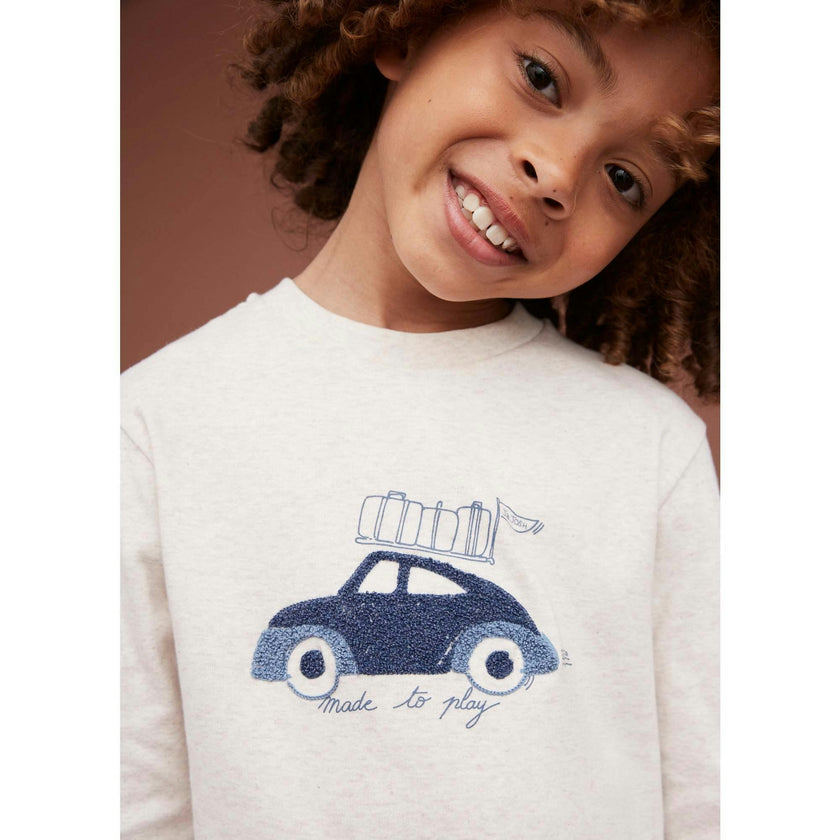 Long Sleeve Embroidered Car T-shirt