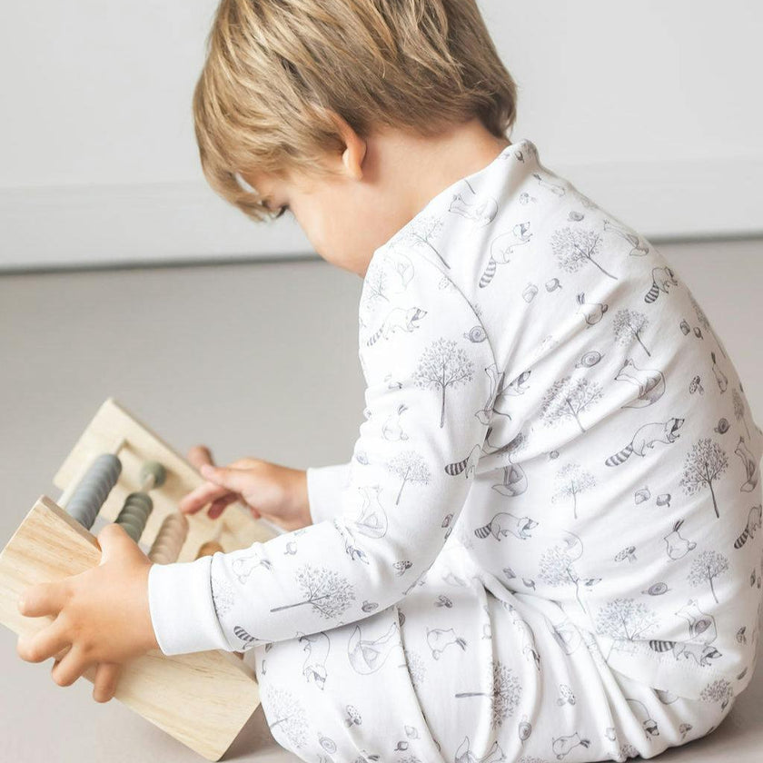 Gray Raccoon Pima Long Pajama Set