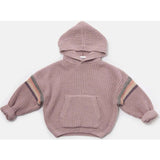 Chunky Ribbed Knit Long Sleeve Front Pocket Boxy Fit Hooded Sweater