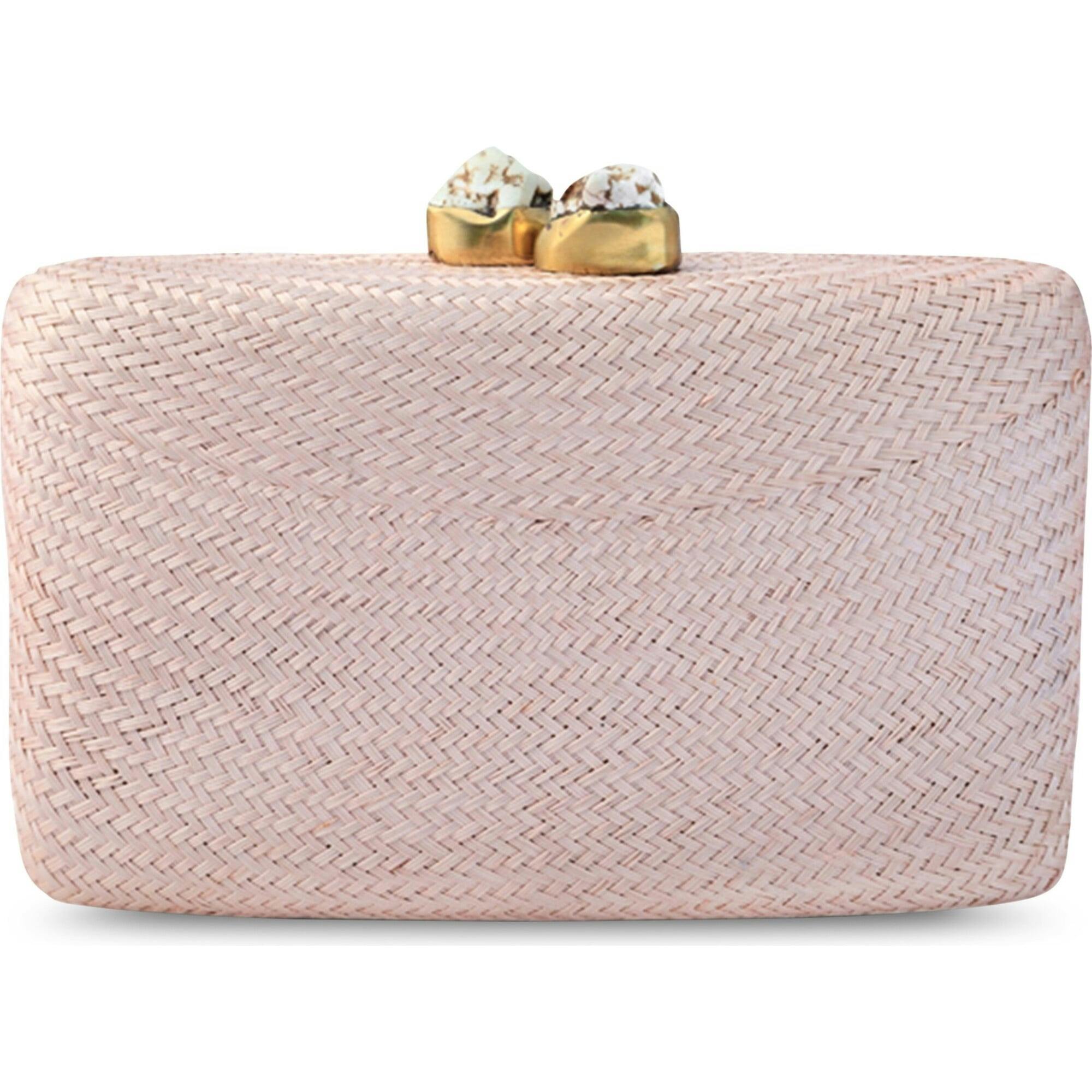 Women's Jen Straw White Stone Clutch Bag