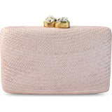 Women's Jen Straw White Stone Clutch Bag