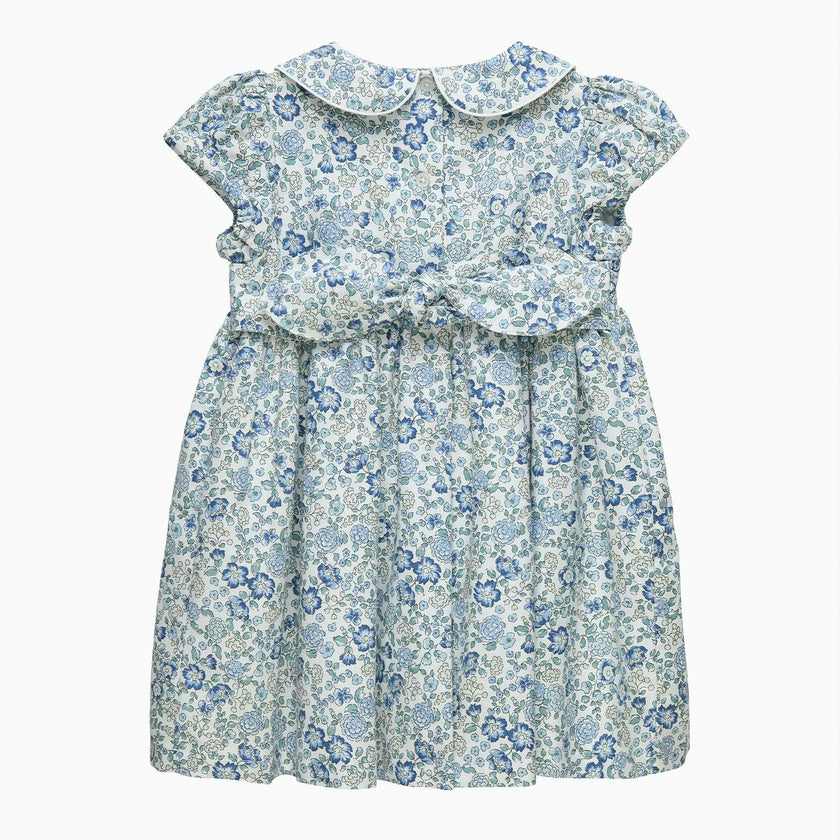 Baby Arabella Floral Smocked Dress in Blue