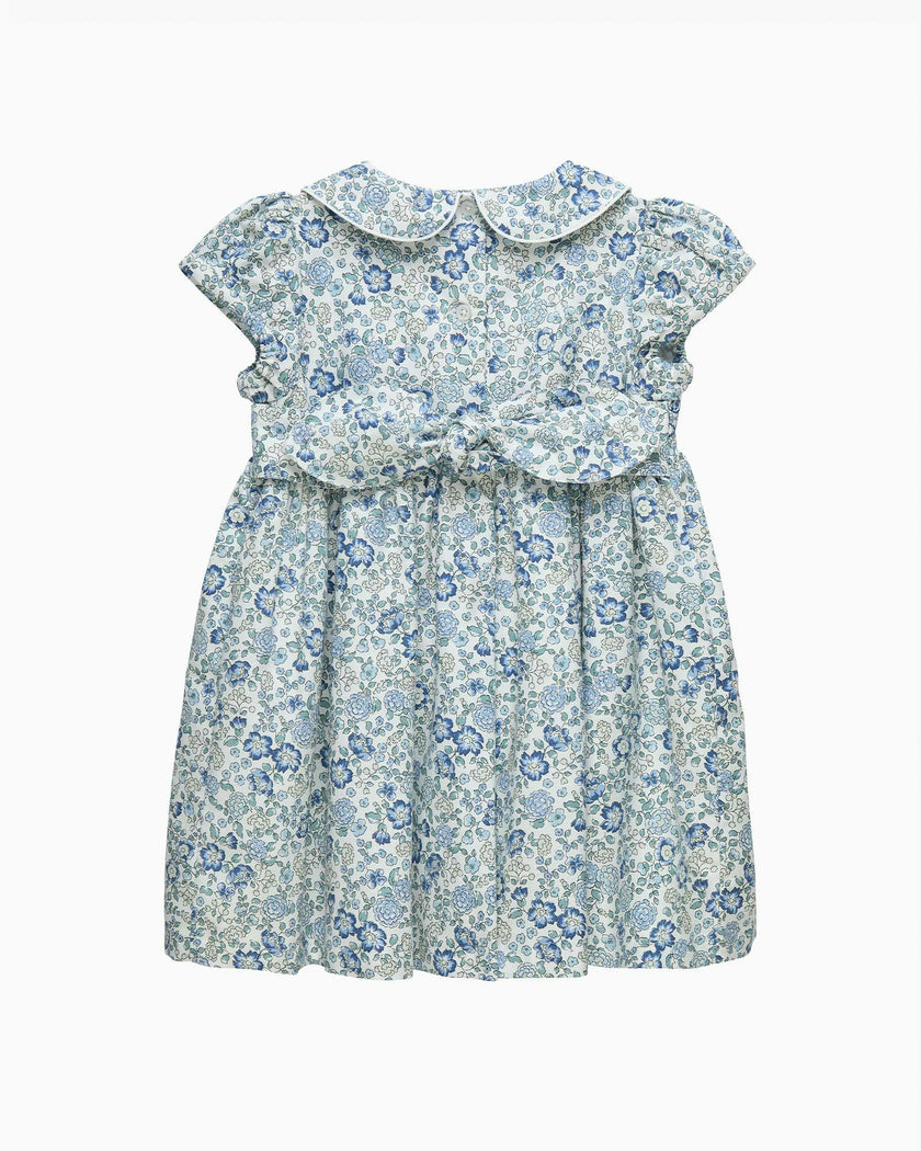 Baby Arabella Floral Smocked Dress in Blue