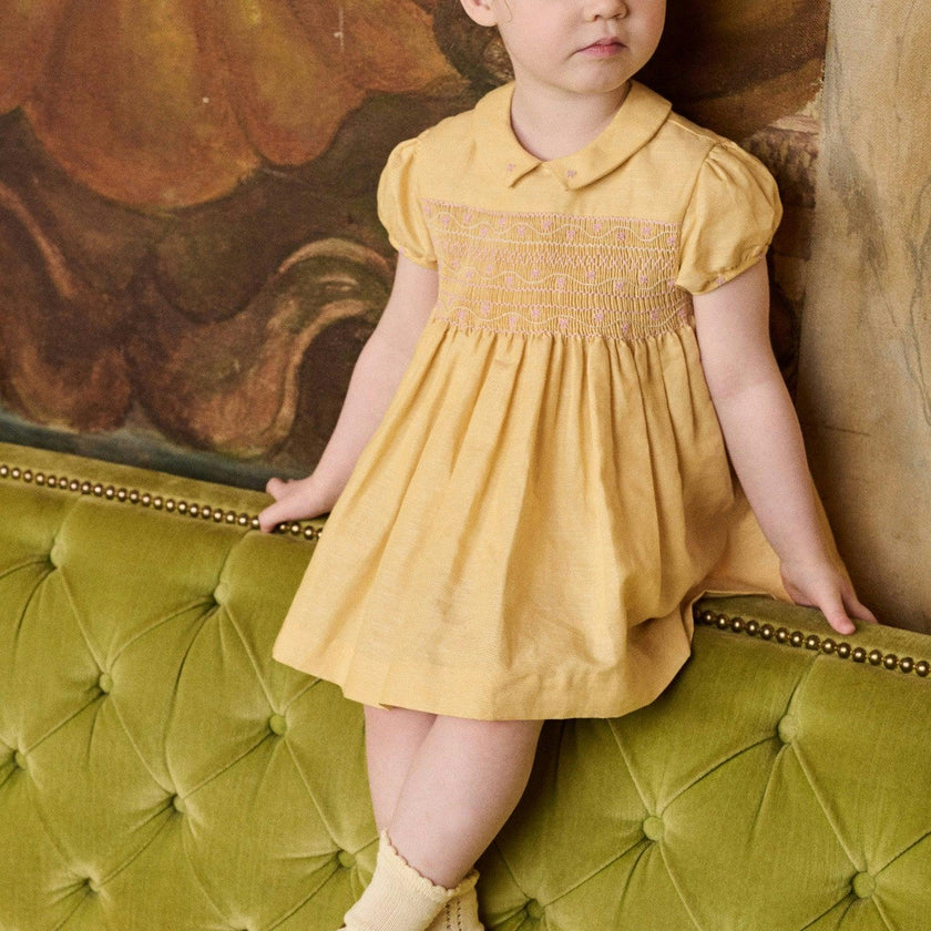 Nicky Hilton x La Coqueta Lemon Dolly Baby Girl Hand-Smocked Set