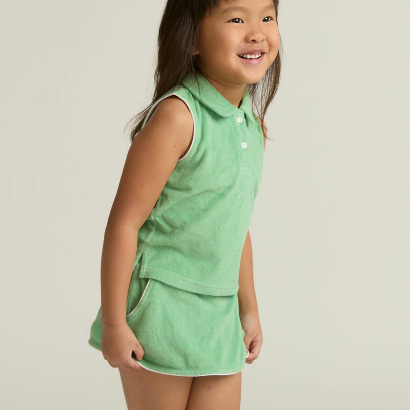 girls gustavia green french terry tennis tank top and skort set