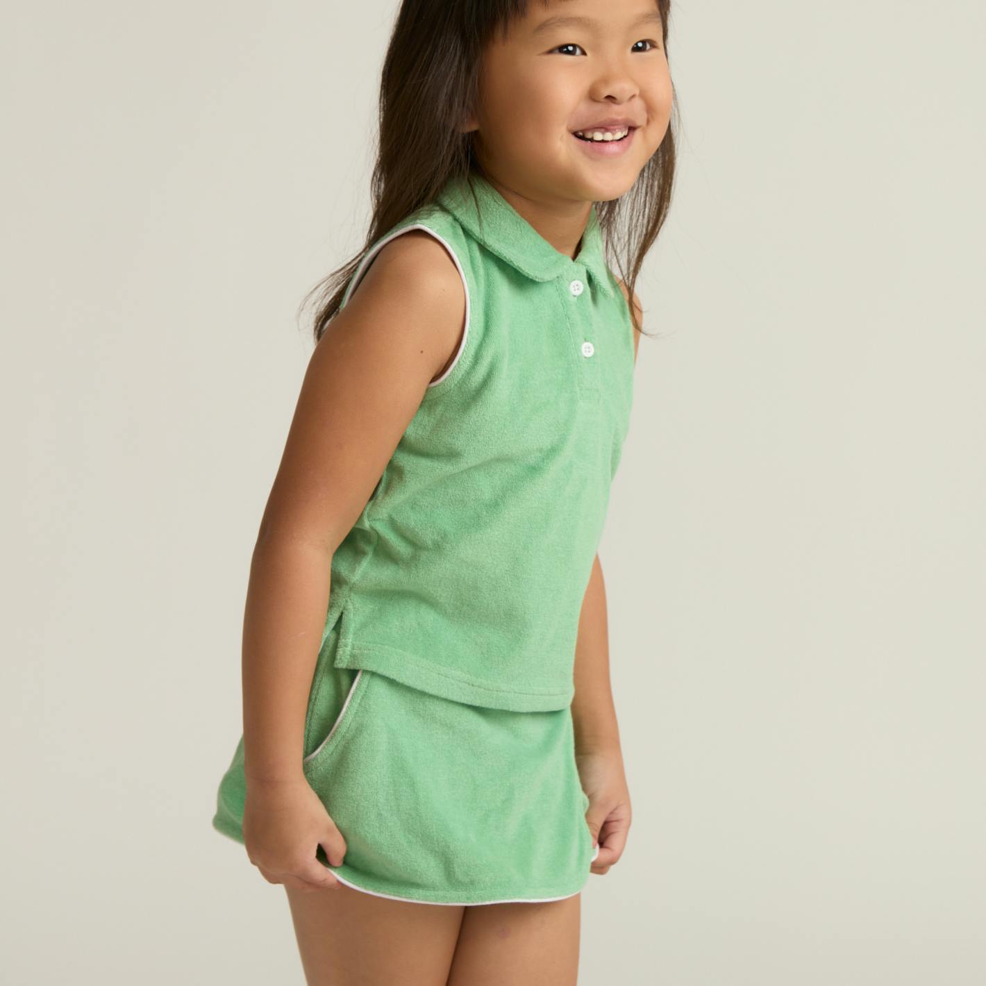 girls gustavia green french terry tennis tank top and skort set