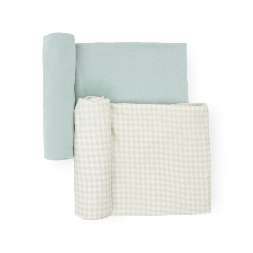 Stretch Knit Swaddle Blanket 2 Pack - Frost Green