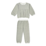 Organic Tee & Pant Slouch Set - Olive Stripes