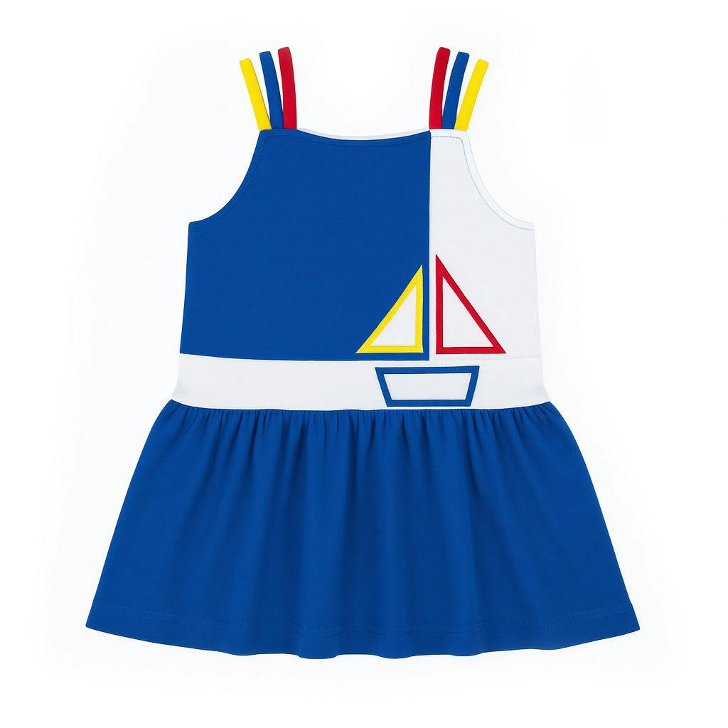 Pique Knit Dress With Sailboat
