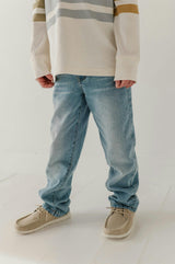 Boys Straight Denim Jeans in Light Blue Wash
