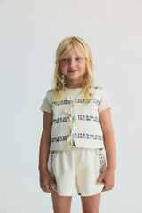 Malva Short Flower Embroidery Natural Denim