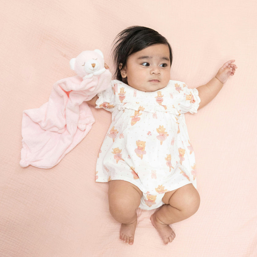 Teddy Bear Ballerina - Smocked Ruffle Bubble with Skirt