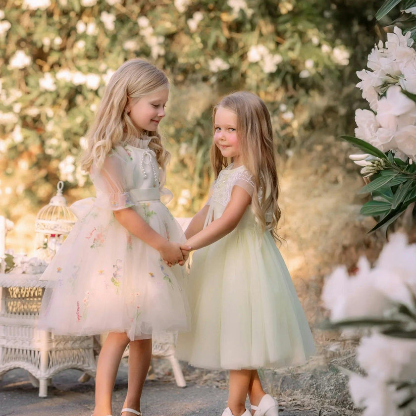 Enchanted Bloom Embroidered Tulle Dress for Girls