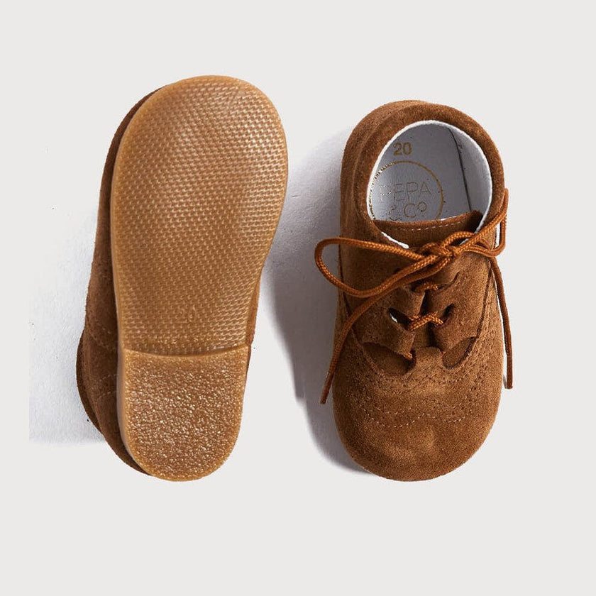 Suede Oxford Baby Booties in Brown (20-24EU)