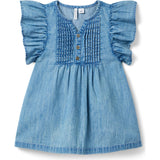 Chambray Ruffle Sleeve Dress