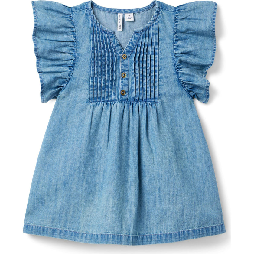 Chambray Ruffle Sleeve Dress