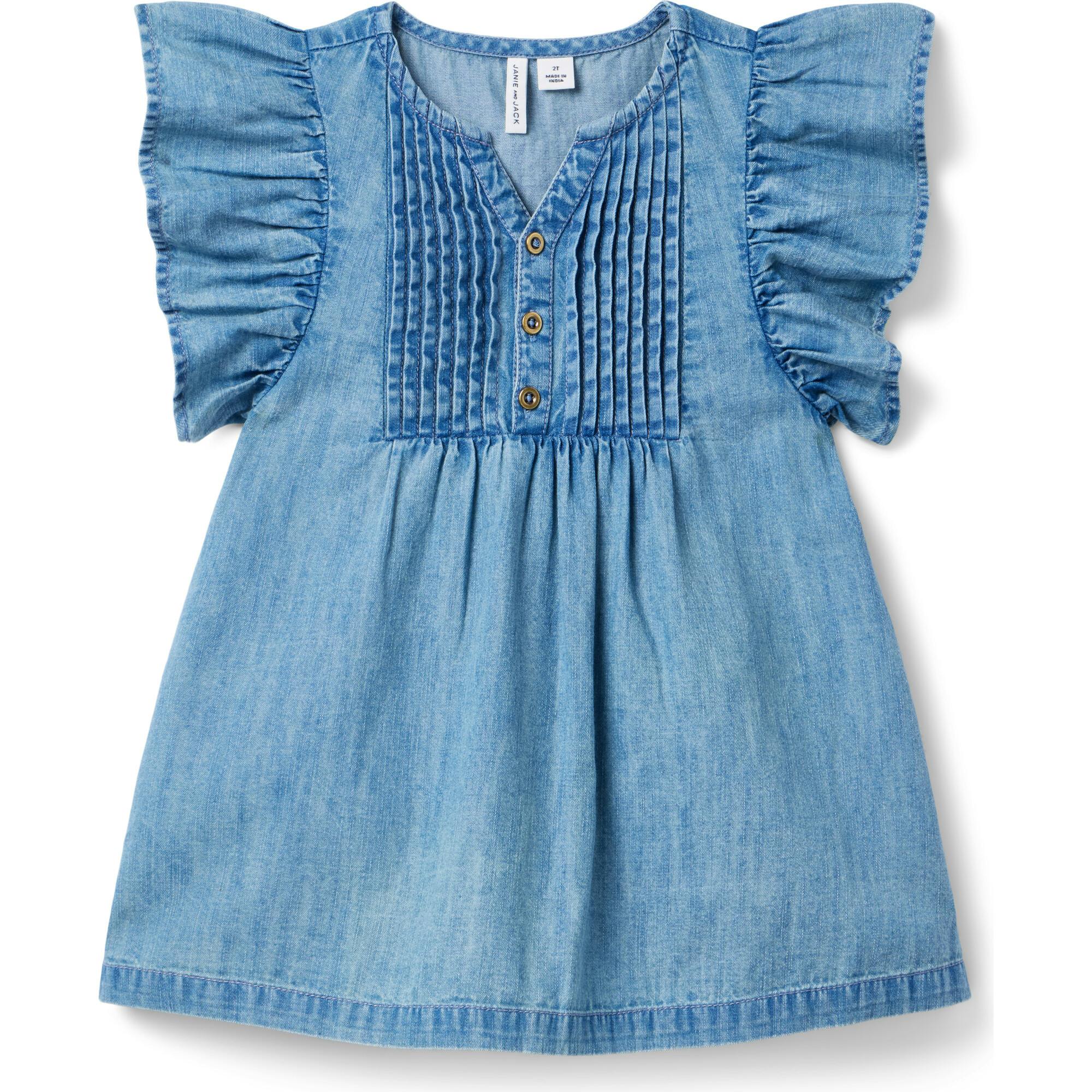Chambray Ruffle Sleeve Dress