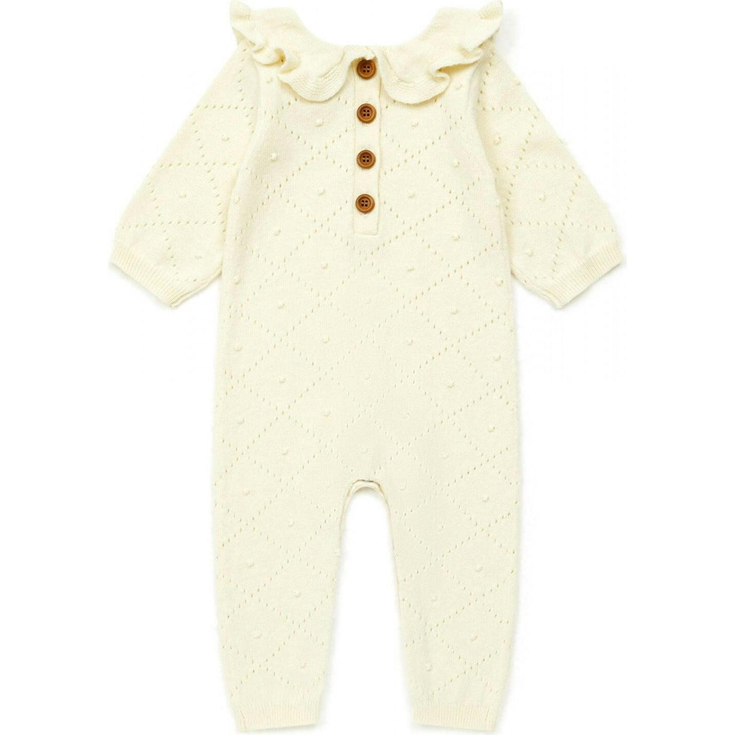 BONTON Ruffle Collar Knit Jumpsuit