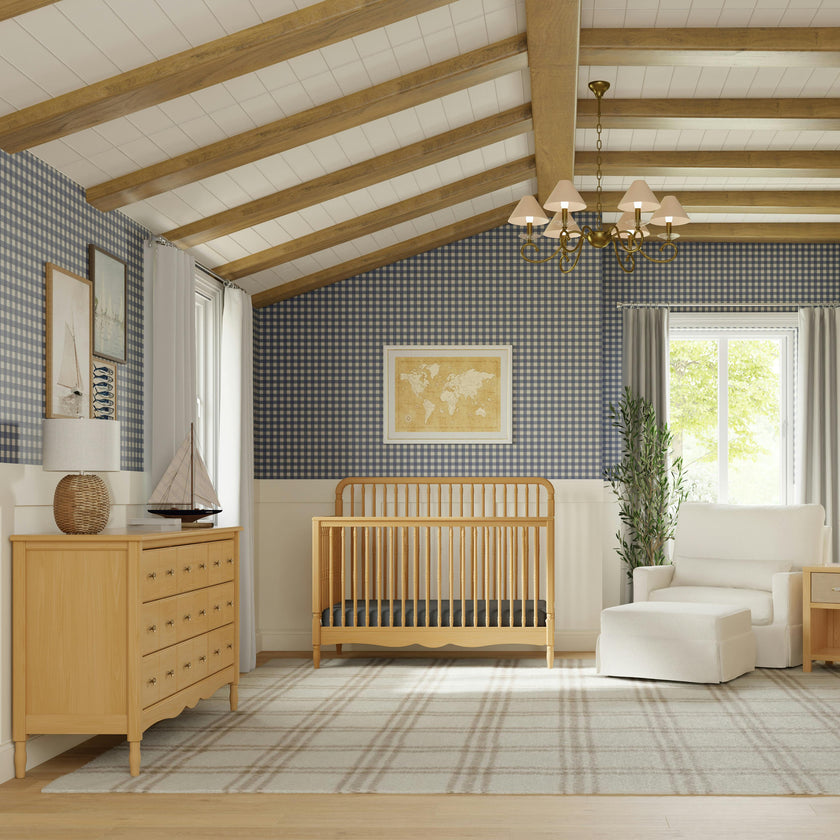 Liberty 4-in-1 Convertible Spindle Crib in Honey